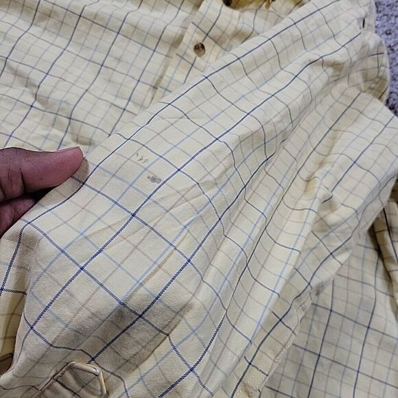 LL Bean Shirt Mens Medium Yellow Button Down Check Long Sleeve Preppy Stains* - Picture 6 of 7